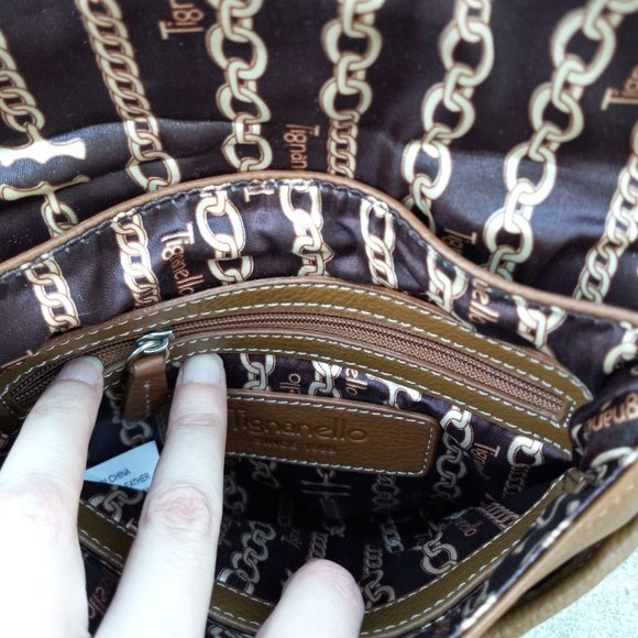 Leather Crossbody Shoulder Bag/Purse Cognac Tan Brown Chestnut Dark Camel 90s70s - Picture 11 of 16